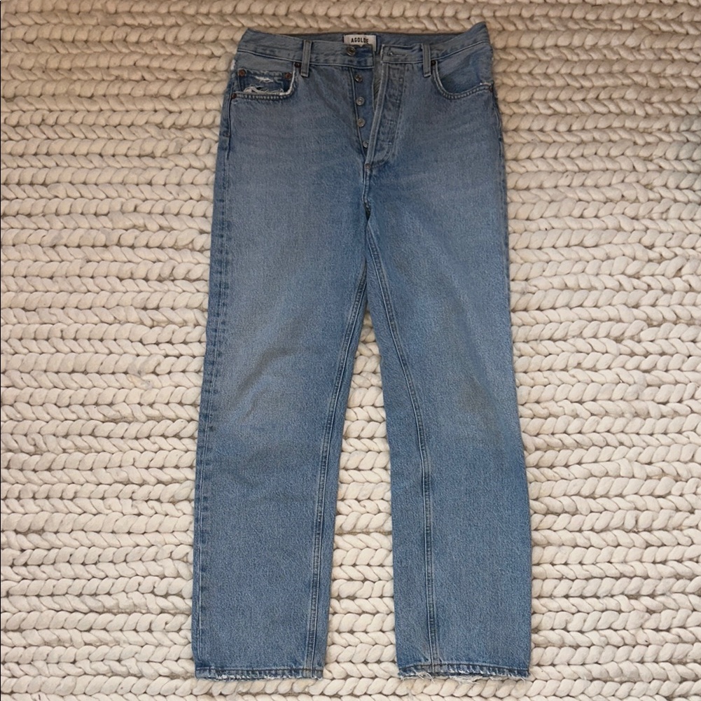Agolde Fen High Rise Relaxed Taper Blue Denim Jeans